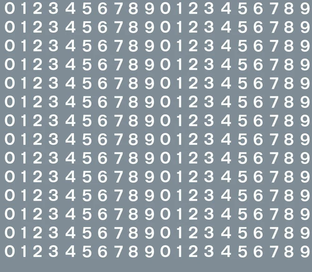RT-ALL-0029 Numeric/alphabet sheet: white BR numbering (3mm high) Waterslide Decals Transfer