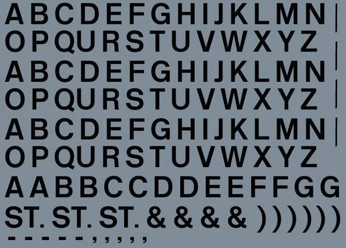 RT-ALL-0058 RAILTEC all-0058 Alphabet sheet: black BR lettering (6mm high)