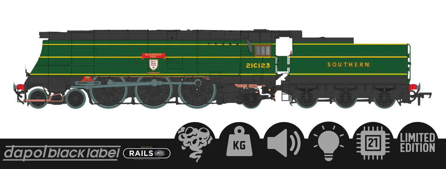 Black Label West Country Blackmore Vale 21C123 SR Malachite Green (As Preserved) Steam Locomotive - DCC Sound & Smoke