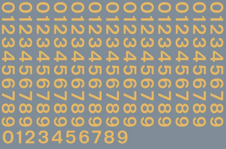 RT-ALL-0198 RAILTEC All-0198 Numeric sheet: old gold BR numbering (6mm high)