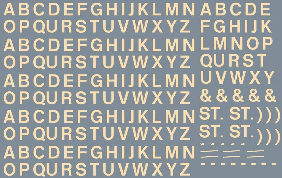RT-ALL-0215 RAILTEC All-0215 Alphabet sheet: cream BR lettering (5mm high)