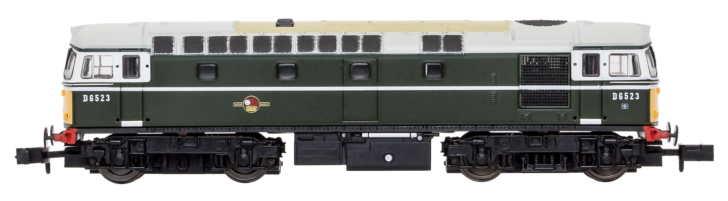 Class 33/0 D6523 BR Green Small Yellow Panels Diesel Locomotive - DCC Fitted