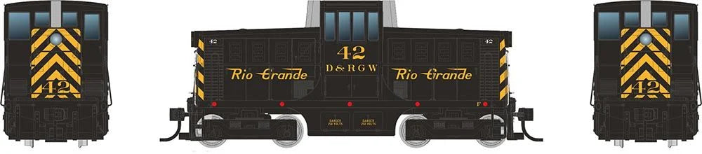 48011 HO GE 44 Tonner (DC/Silent): Rio Grande - Black & Yellow: #38