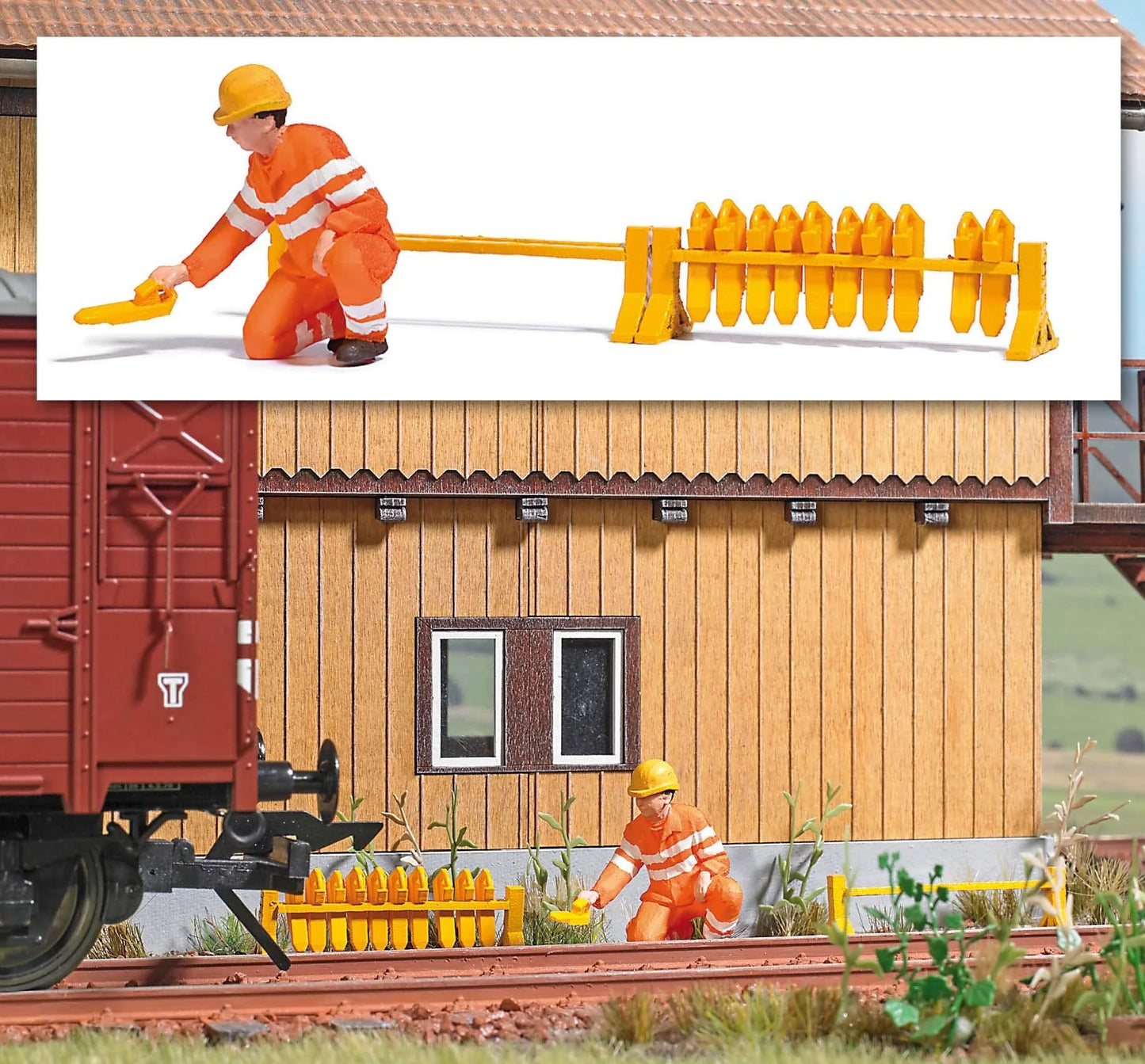 BUS10701 Railway worker with rail skates