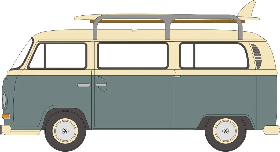 VW Bay Window T2 Bus/Surfboards Fiord Blue/Arcona White
