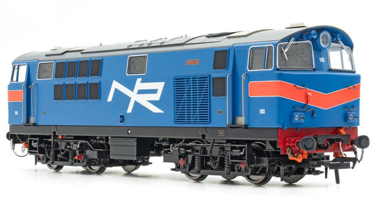 IRM1339-DCC NIR 101 Class Hunslet 103 'Merlin' Blue (red chevrons) Diesel Locomotive - DCC Sound