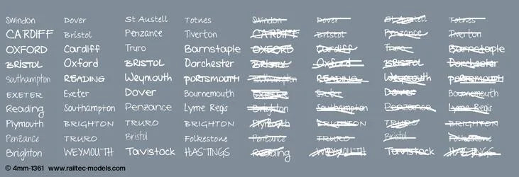 Handwritten Chalk Destinations: South / South-West Waterslide Decals
