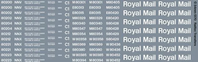 BR Blue Courier Van / Royal Mail Post Office TPO Waterslide Decals