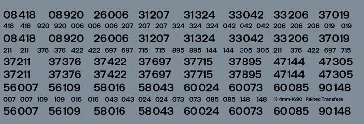 BR Black Loco Ready-Made numbers OO Gauge Waterslide Decals