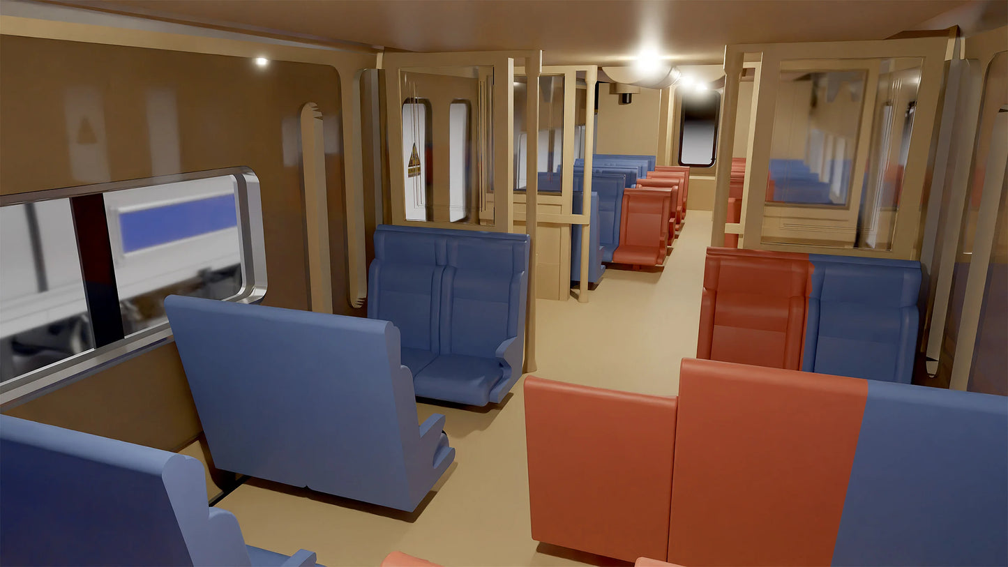 HO Budd M3 set (DC/DCC/Sound): LIRR/MTA - Blue Stripe / Yellow Ends: #9803 + 9804