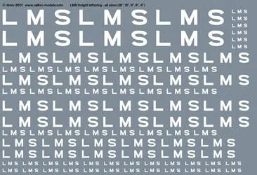 LMS freight branding (18", 12", 9", 6", 4") OO Gauge Waterslide Decals
