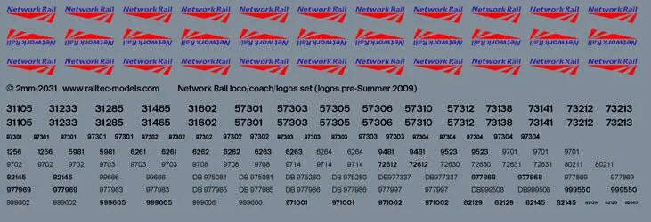RT-2-2031 Network Rail logos/locos/coaches set Transfer