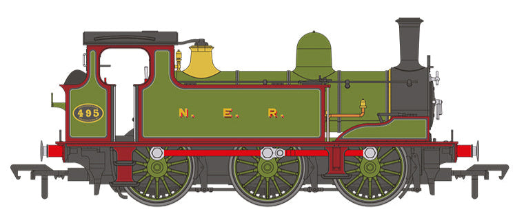 NER E (J71) 495 NER Lined Green & Maroon Steam Tank Locomotive