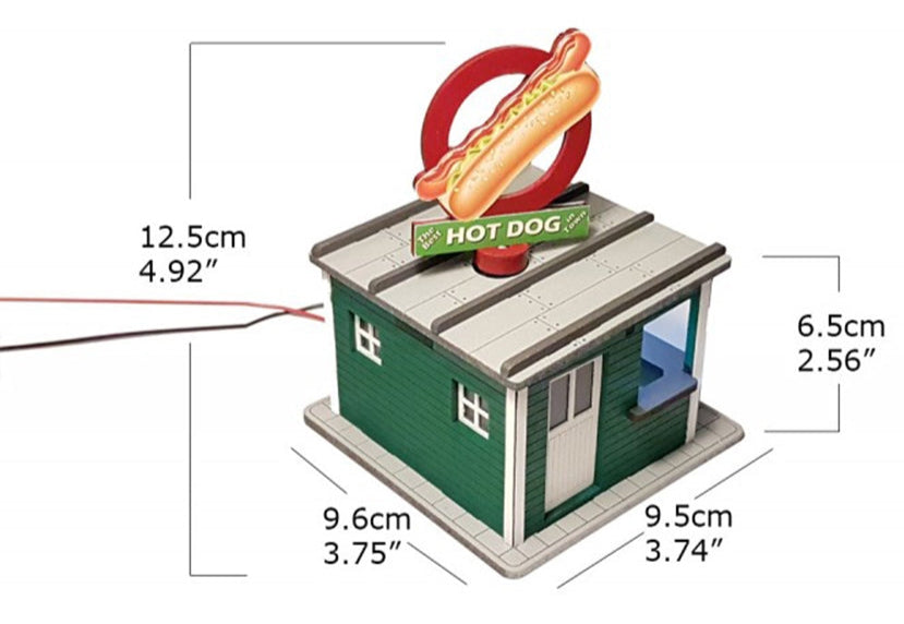O Scale Hot Dog Booth w/Rotating Banner and Illumination