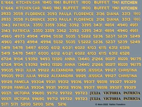West Coast Railways Coach Numbers/Names OO Gauge Waterslide Decals