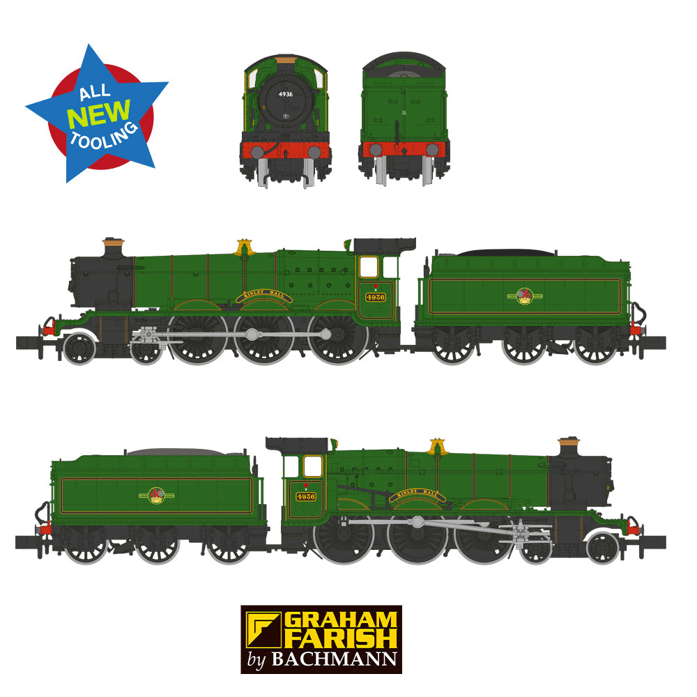 GWR 49XX 'Hall' 4936 'Kinlet Hall' BR Lined Green (Late Crest) Steam Locomotive