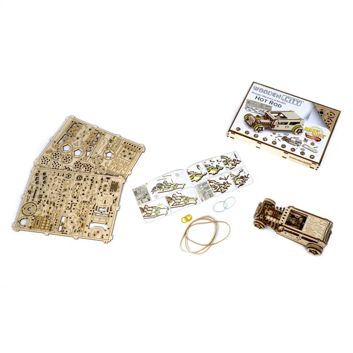 3D Wooden Car Puzzle – Hot Rod