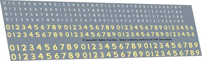 Steam Numbering Smokebox, 8-10" Numbers: Cream Waterslide Decals