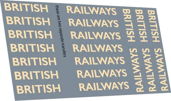 British Railways 8" Text Branding: Steam Locos Waterslide Decals