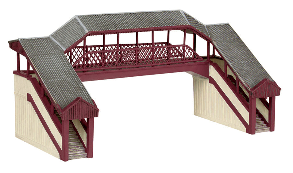 Covered Metal Footbridge Red & Cream