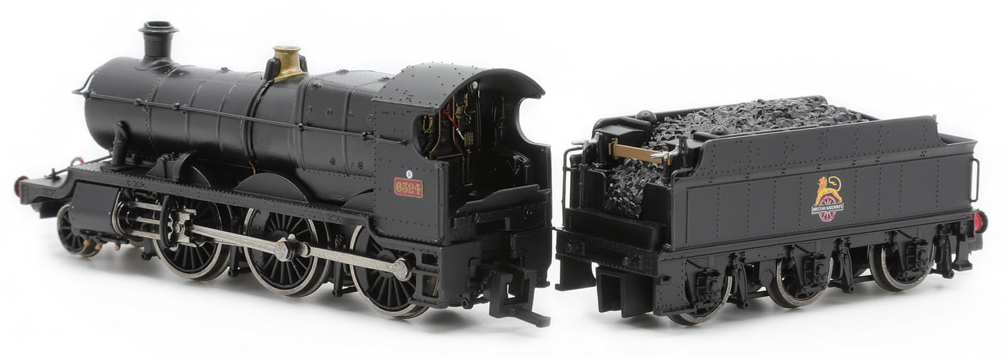 GWR Churchward Built 63xx 2-6-0 Mogul 6324 BR Black, Early Crest