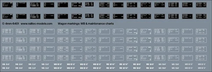 RT-4-6401 Wagon markings: WB & maintenance charts (early style) Transfer