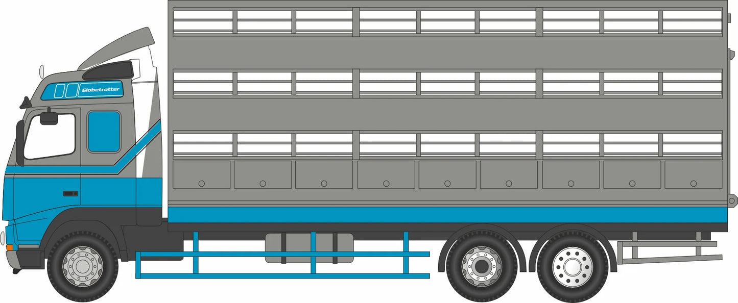 76VOL02LS 1:76 Volvo FH Cattle Truck Blue/Silver