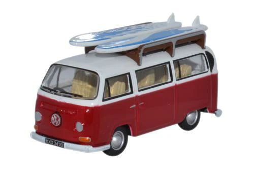 VW Bay Window Bus/Surfboards Montana Red/White