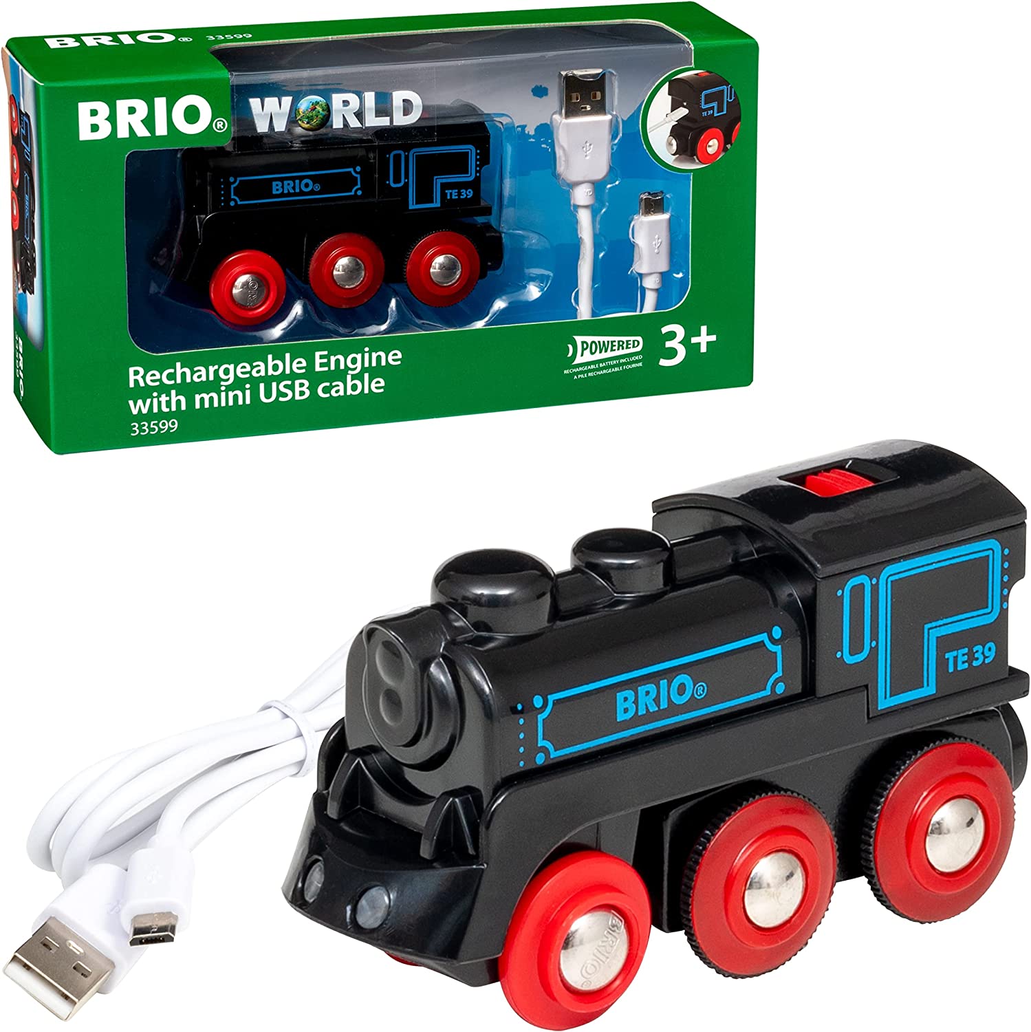 Brio 33599 BRIO WORLD Rechargeable Engine with mini USB – Rails