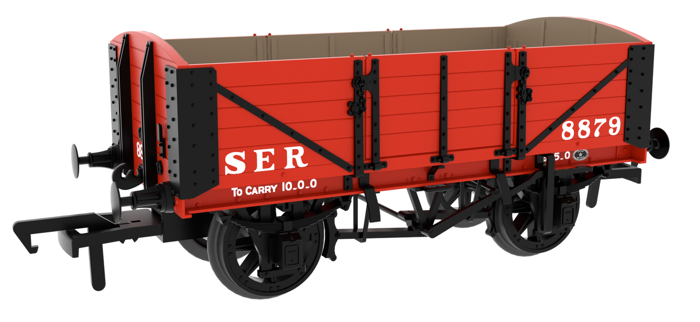 824004 SER/SECR 5-plank 10 ton open wagon - SER Red No. 8879