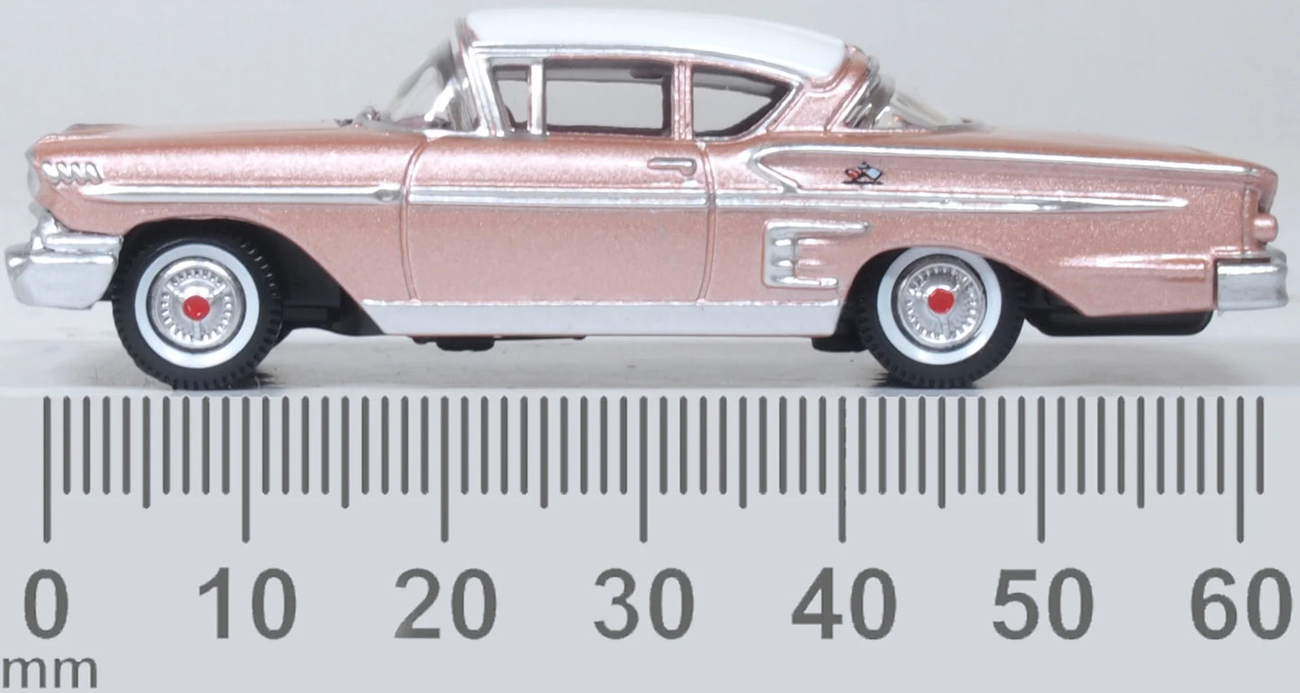 87CIS58001 1958 Chevrolet Impala Sport Coupe Cay Coral Metallic/White