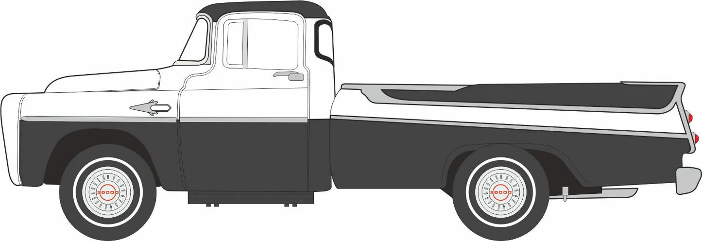 87DP57006 1957 Dodge D100 Sweptside Pick Up Charcoal Metallic/Glacier White