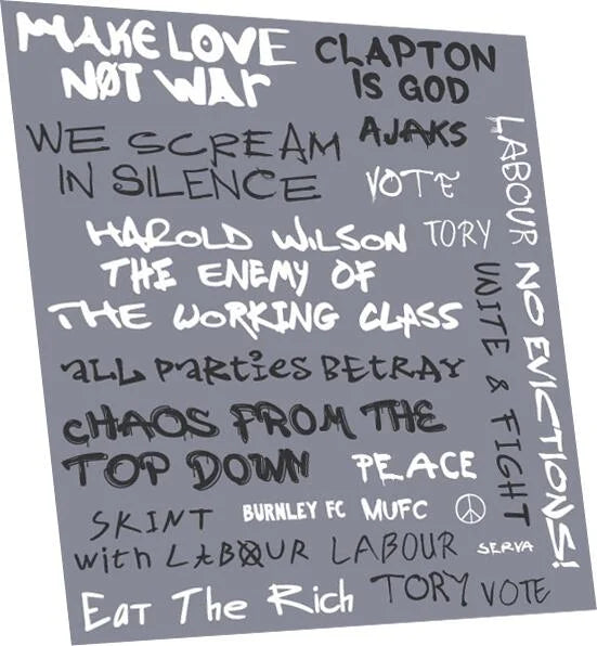 Political graffiti: 1960s OO Gauge Waterslide Decals