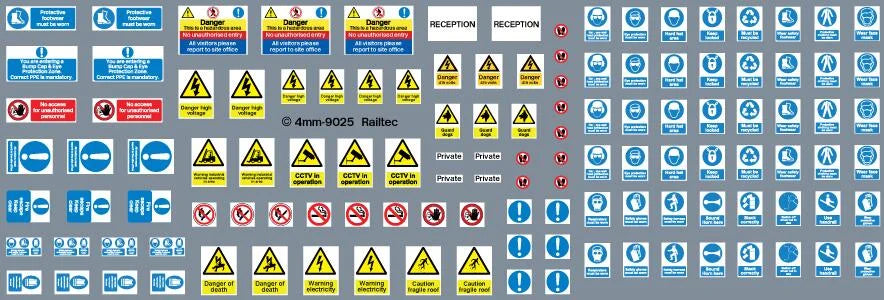 Health & Safety Notices, Warnings, Site Entrance Signs OO Gauge Waterslide Decals
