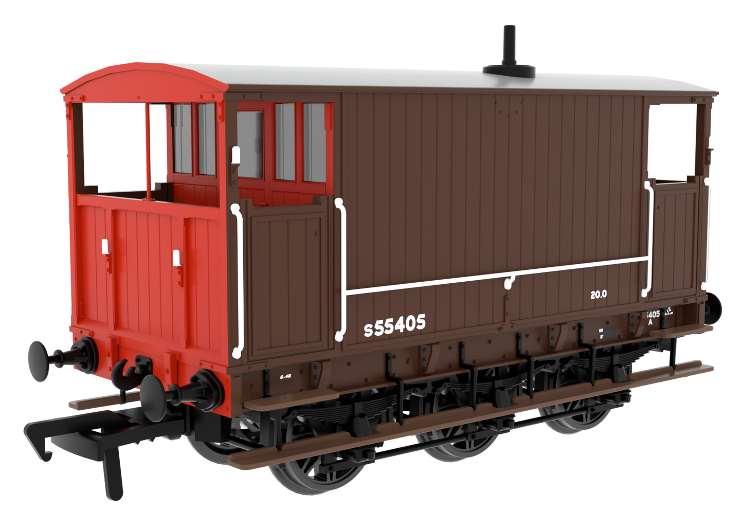 931023 SECR 6 Wheel Brake Van - No. S55405 - BR(S) Brown