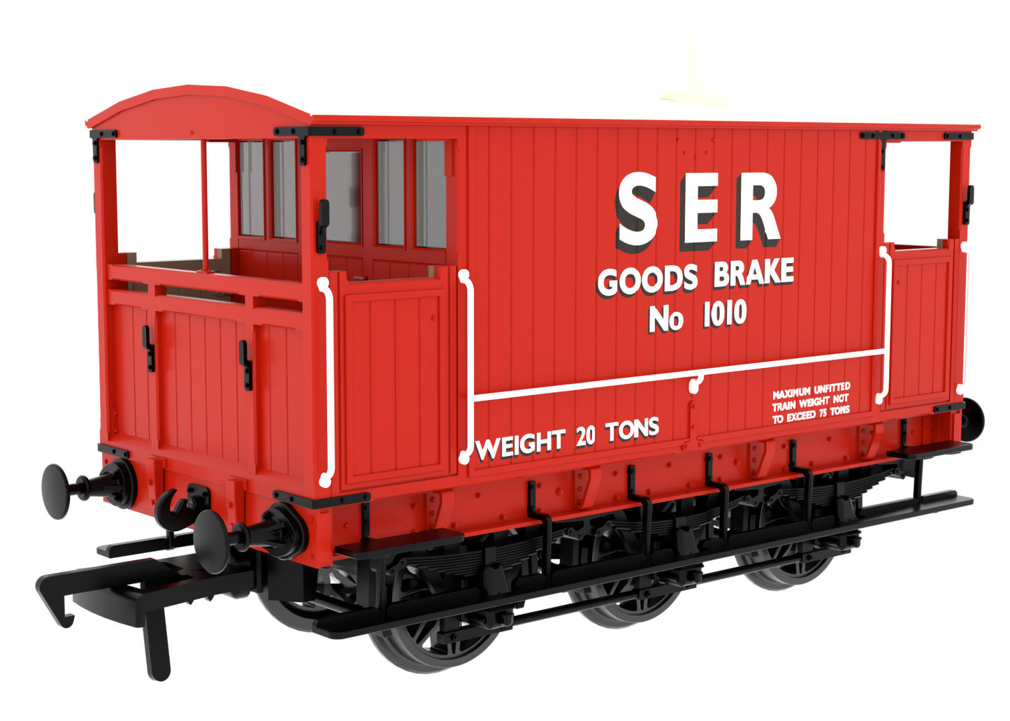 931025 SECR 6 Wheel Brake Van - No. 1010 - SER Red (as-preserved on the K&ESR)