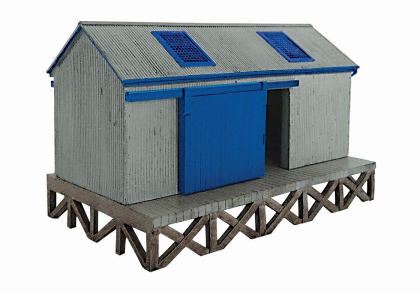 44-006G Corrugated Goods Shed - Grey and Blue