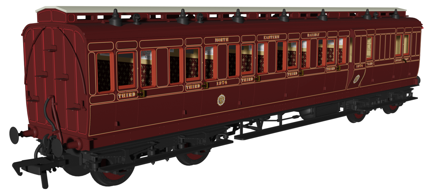 ‘Evolution’ 48’ North Eastern Railway Crimson Lake Brake third No.1374