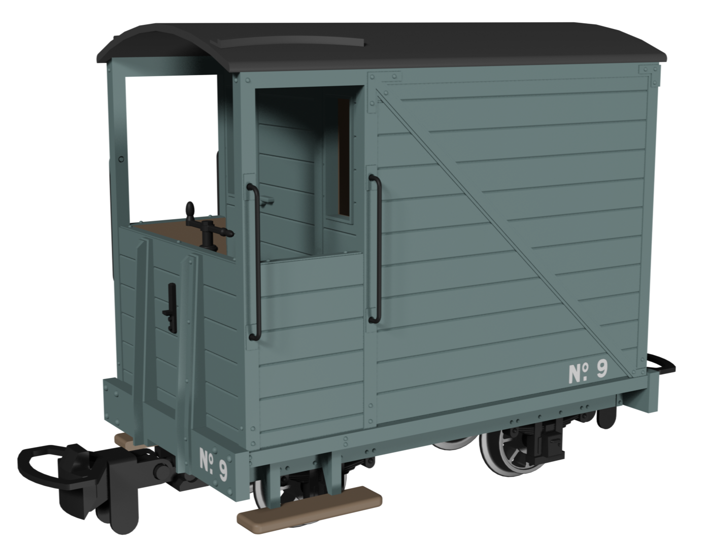 Single Veranda Brake Van - Plain Grey No.9