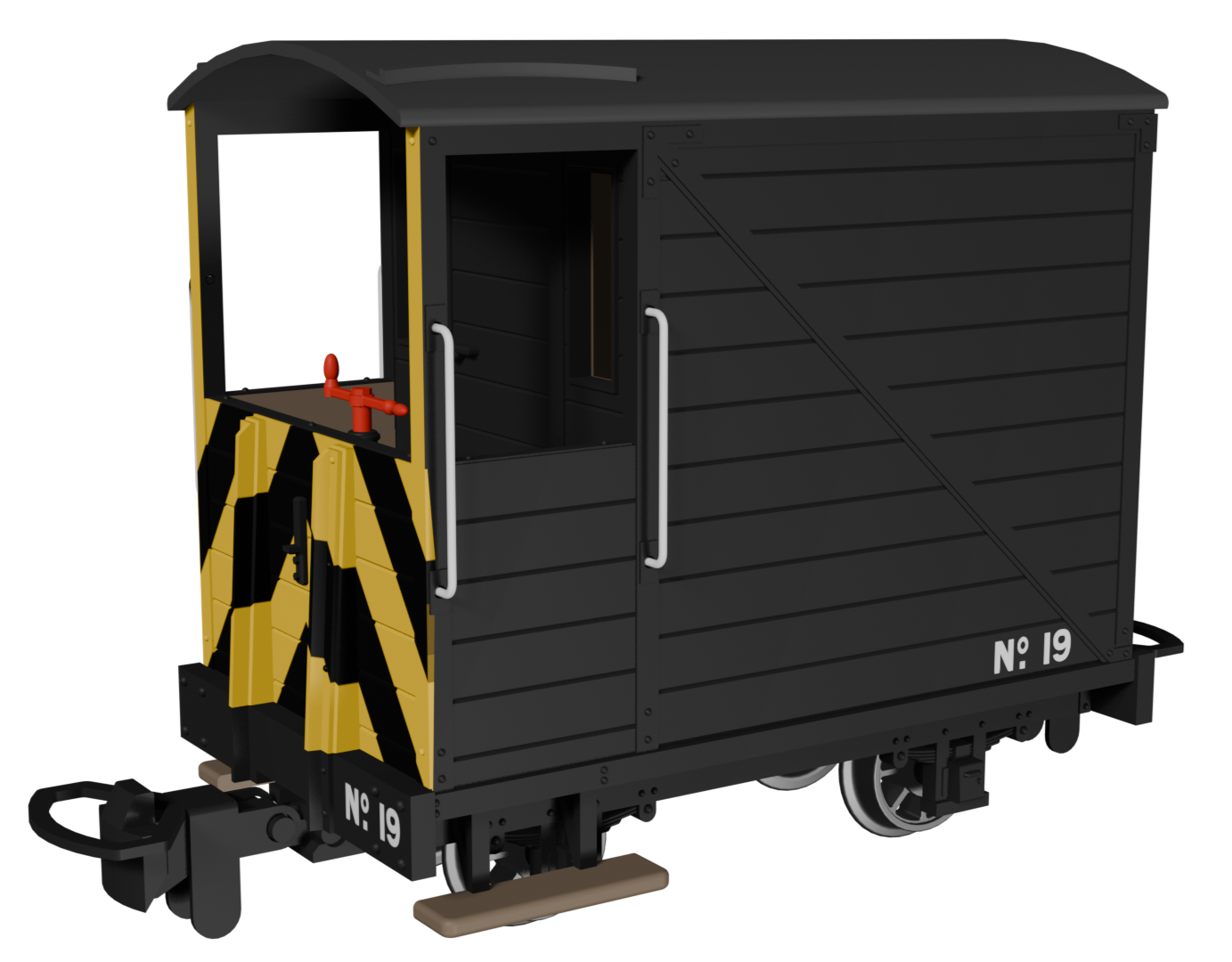 Single Veranda Brake Van - Black with Wasp Stripes No.19