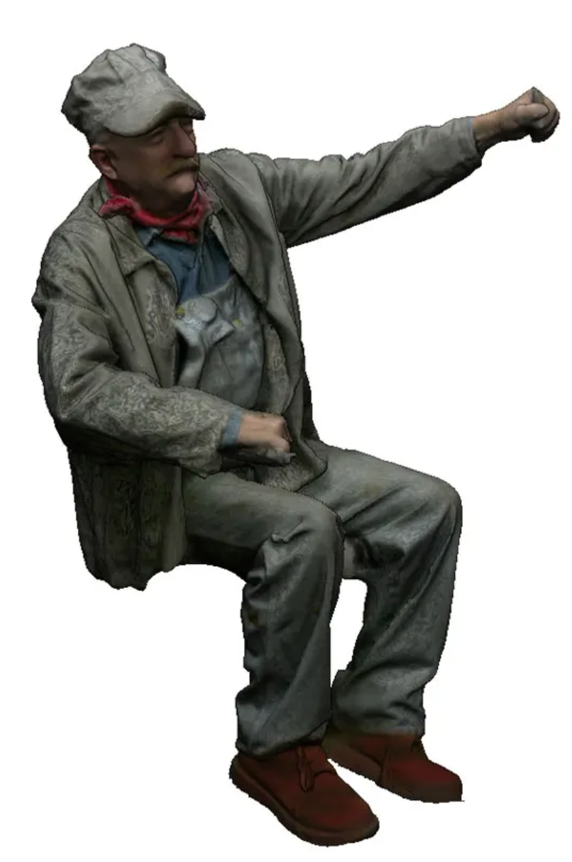 TT:120 Gauge - North American - Seated Engineer using Throttle - Right Hand Raised