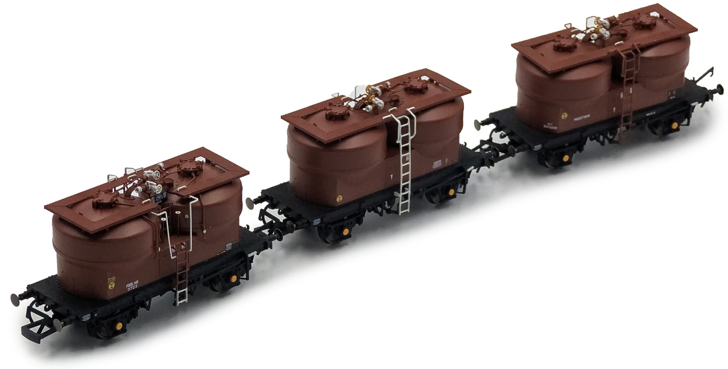 Set of 3 Prestwin Silo Wagons in BR Bauxite - Pre TOPS