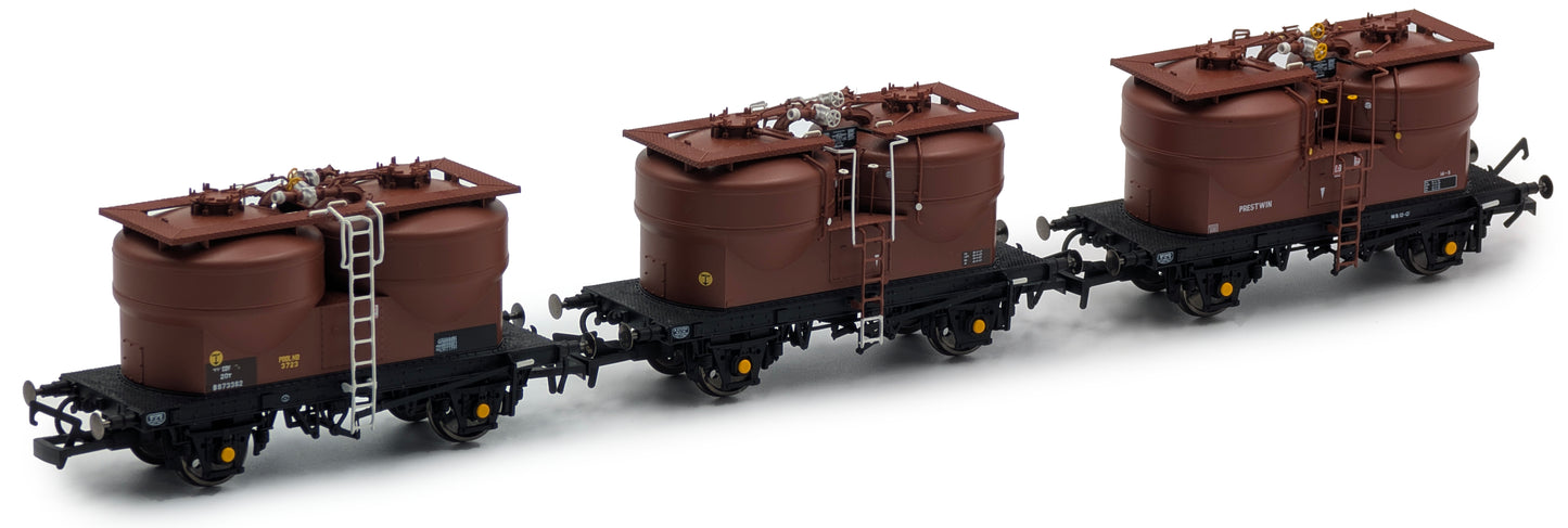 Set of 3 Prestwin Silo Wagons in BR Bauxite - TOPS