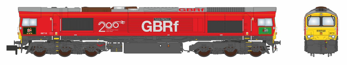 Class 66 GB Railfreight / Railway 200 Livery 66710 "Karen Harrison" Diesel Locomotive - DCC Sound