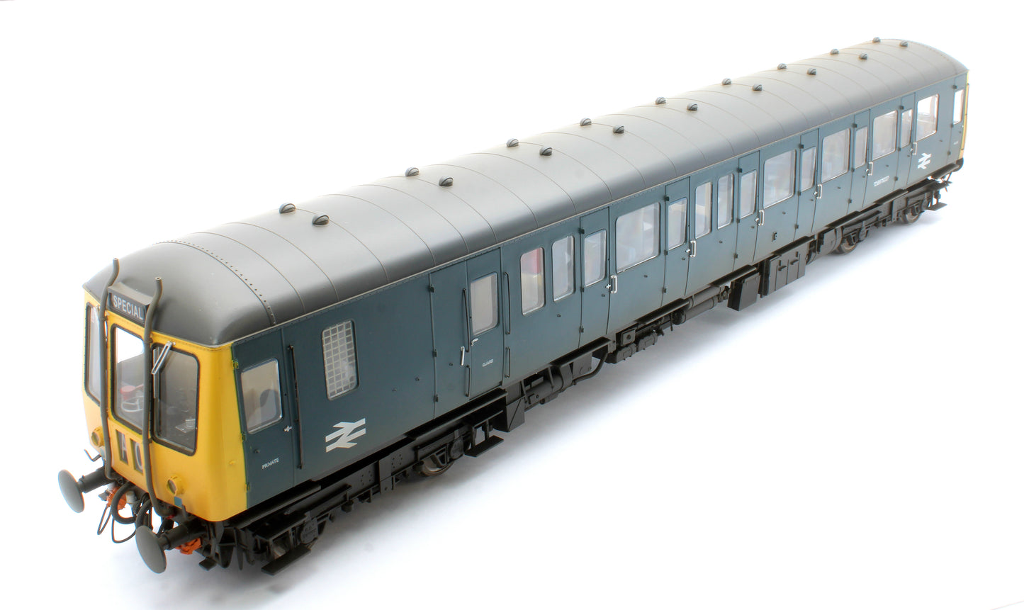 1227 Class 122 BR Blue (Yellow Ends) Single Car DMU TDB975227 - Weathered