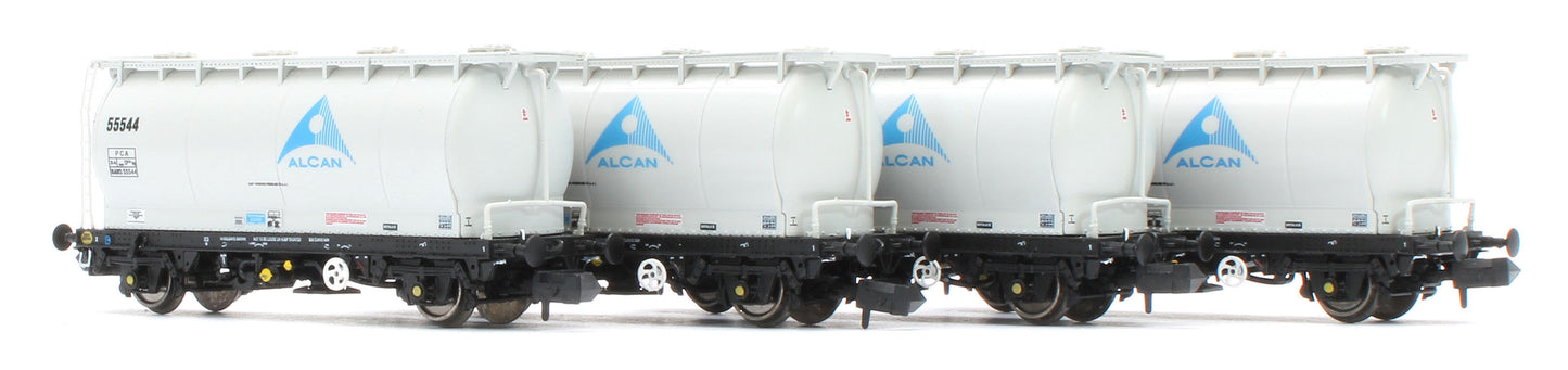 RT-PCA20-201B Pack of 4 Alcan liveried PCA tanks (with ladders). Numbers: 55541, 55544, 55547, 55550