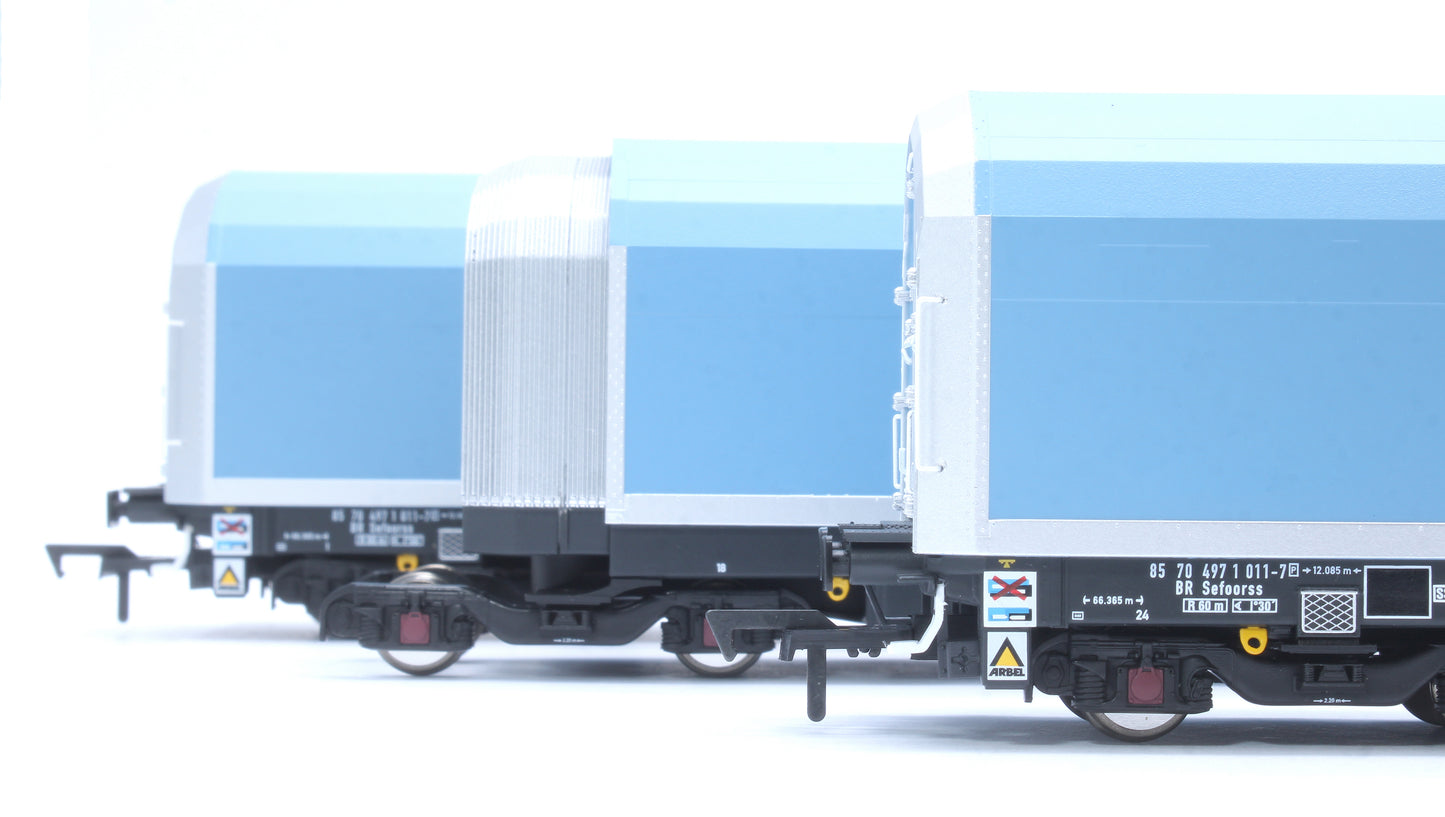 OO/4mm 5-car Arbel WIA car carrier plain blue. Wagon 85 70 4971 011-7