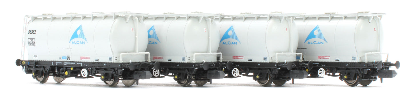 RT-PCA20-201C Pack of 4 Alcan liveried PCA tanks (with ladders). Numbers: 55552, 55556, 55557, 55561