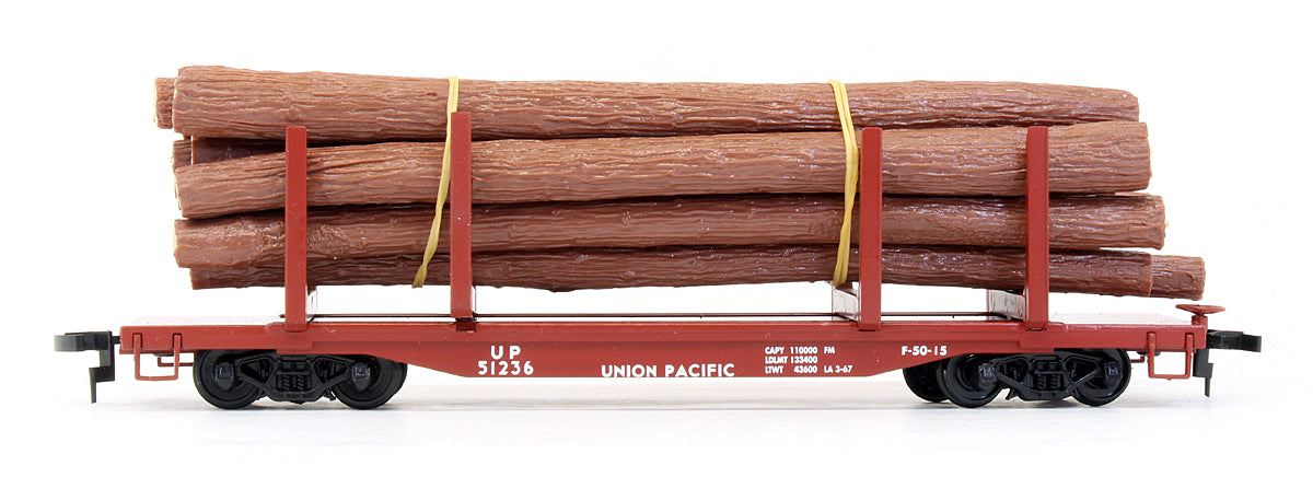 Pre-Owned 45' Logging Flat Car With Logs Union Pacific - 3 Pack