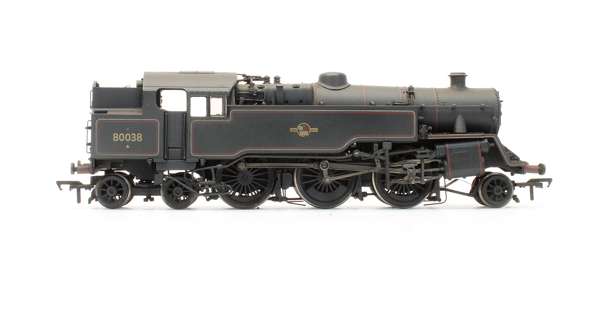 Pre-Owned BR Black Lined late Crest 4MT Standard Tank '80038' Steam Locomotive - Weathered - DCC Fitted